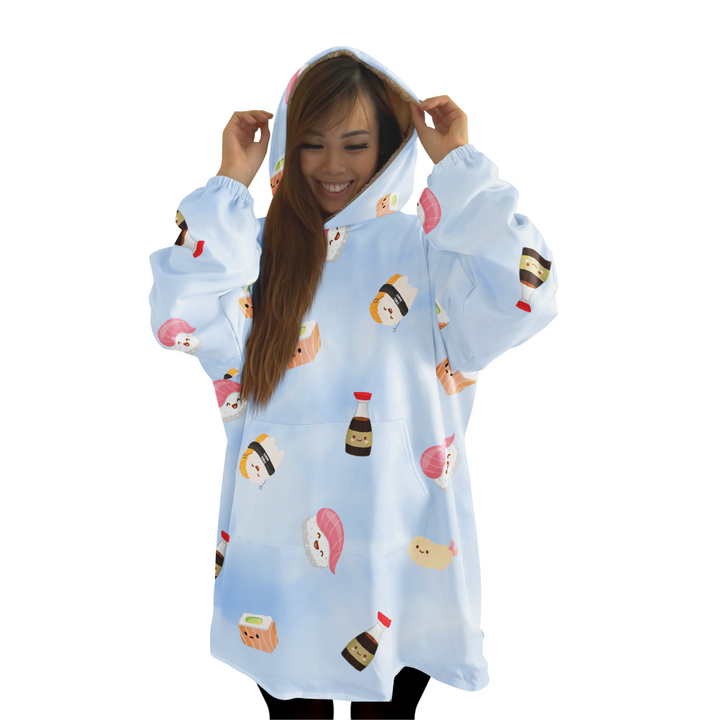 Sushi Time Sherpa Hoodie Blanket