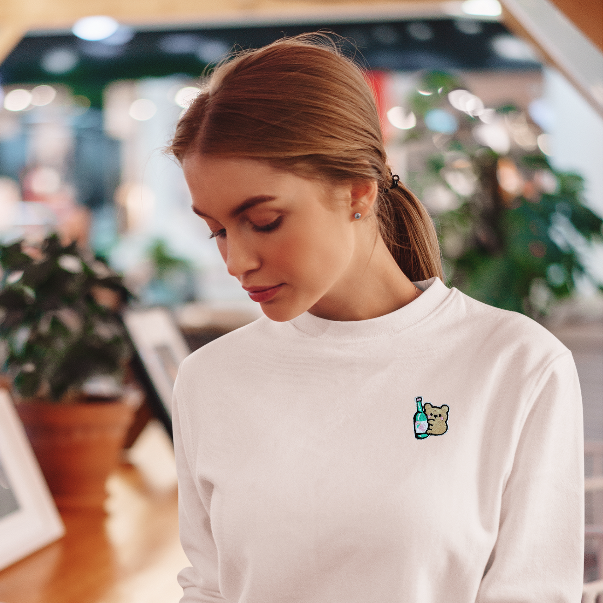 Embroidered Soju Bear Crewneck